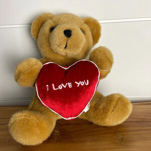 Build-A-Bear Stuffed Animal with I Love You Heart pillow Teddy Plush EUC